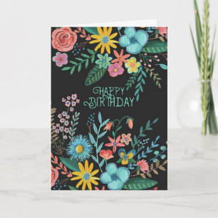 Carte Anniversaire floral de couleurs pour aquarelle