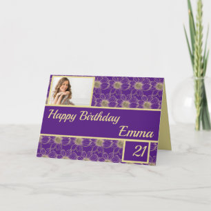Carte Anniversaire Floral Gold violet
