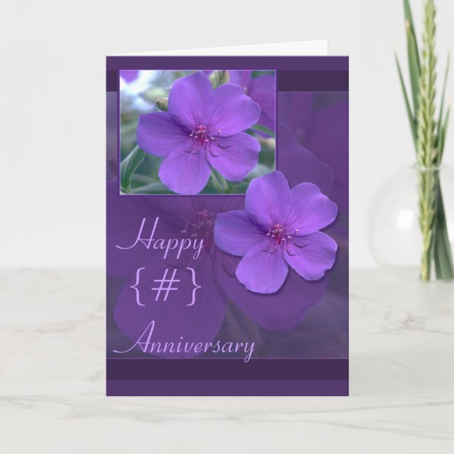 Carte Anniversaire floral pourpre d'élégance (Devant)