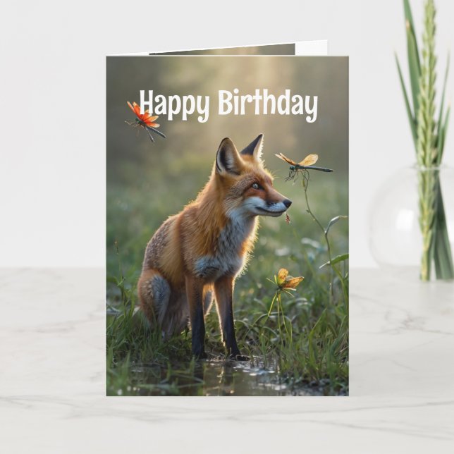 Carte Anniversaire Fox Animal Nature Art (Devant)