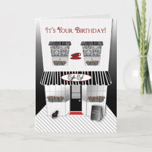 Carte Anniversaire - Français Cafe - noir/rouge/blanc