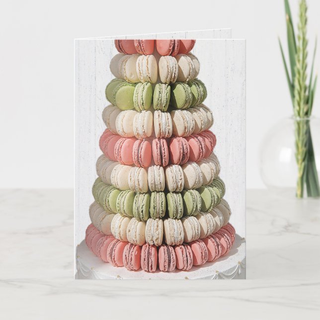 Carte Anniversaire Français Macaron Pâtisserie Carreaux (Devant)