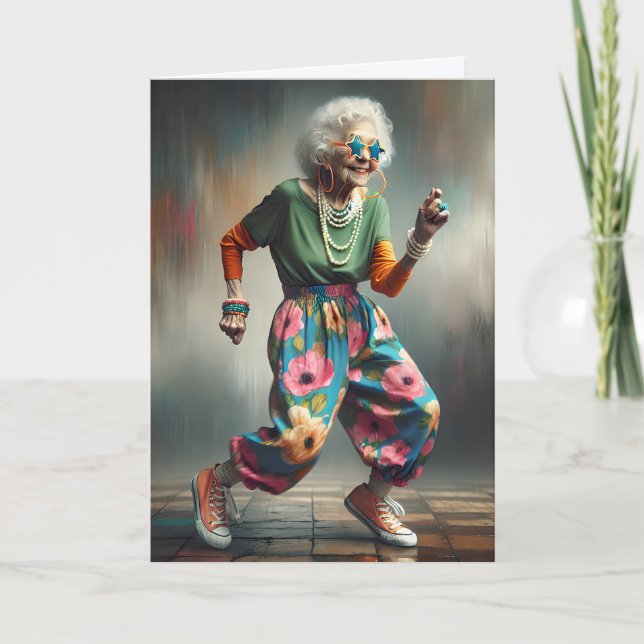 Carte Anniversaire funky de grand-mère (Devant)