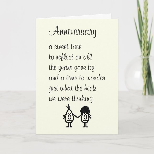 Carte Anniversaire Funny Happy Mariage Anniversaire Poèm (Devant)