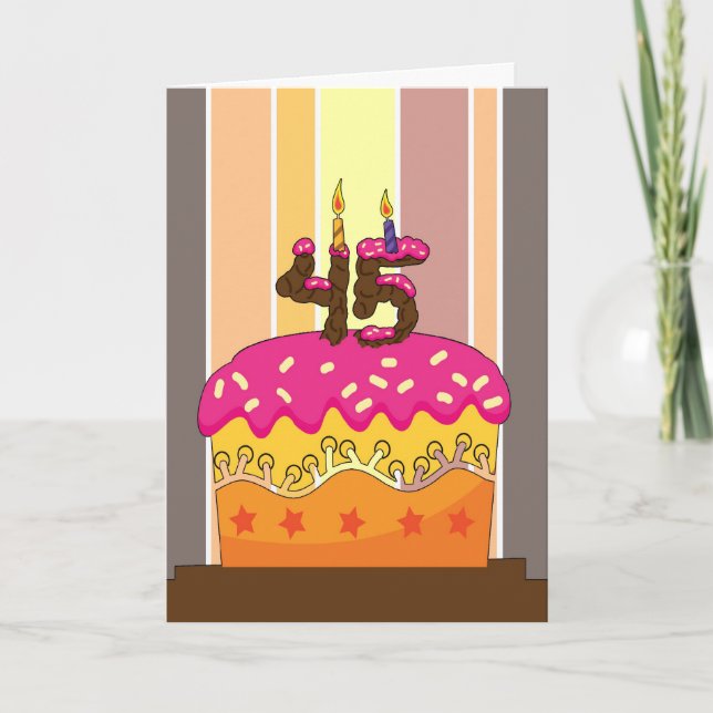 Carte anniversaire - gâteau aux bougies 45 - 45e anniver (Devant)