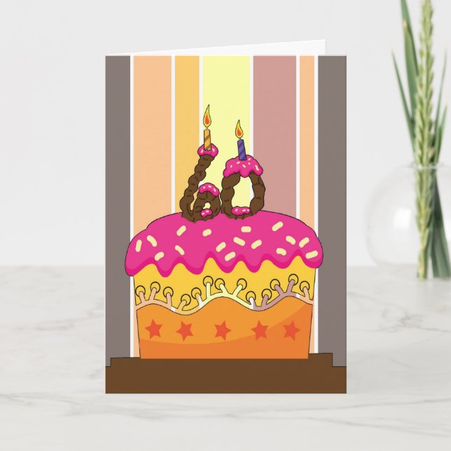 Carte anniversaire - gâteau avec bougies 60 - 60e annive (Devant)