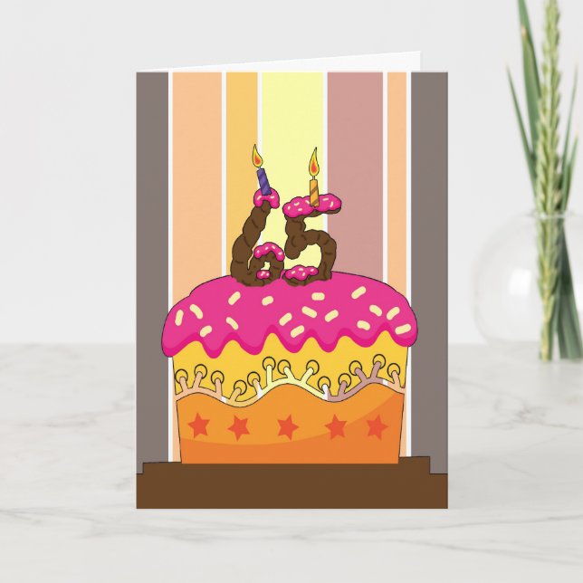 Carte anniversaire - gâteau avec bougies 65 - 65e annive (Devant)