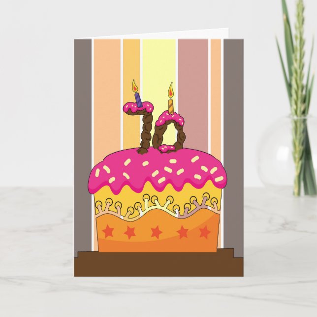 Carte anniversaire - gâteau avec bougies 70 - 70e annive (Devant)