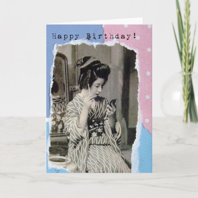 Carte Anniversaire Geisha (Devant)