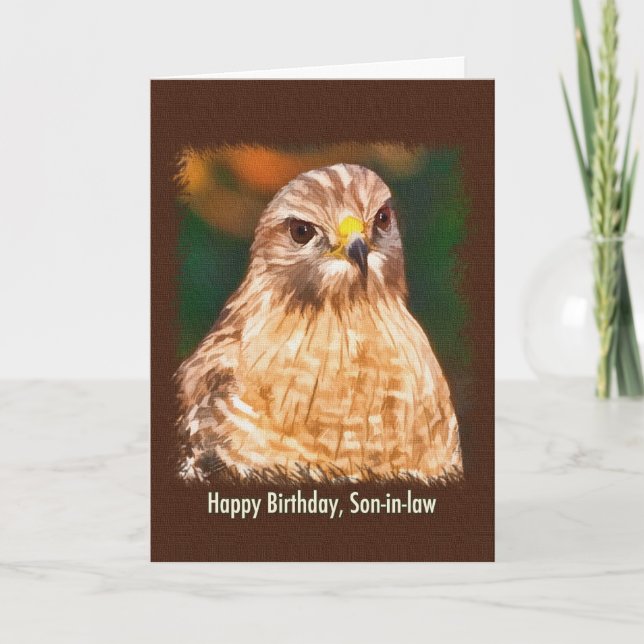 Carte Anniversaire, gendre, Buse à épaulettes (Devant)