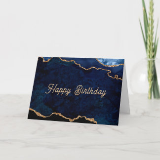 Carte Anniversaire Geode Bleu Doré