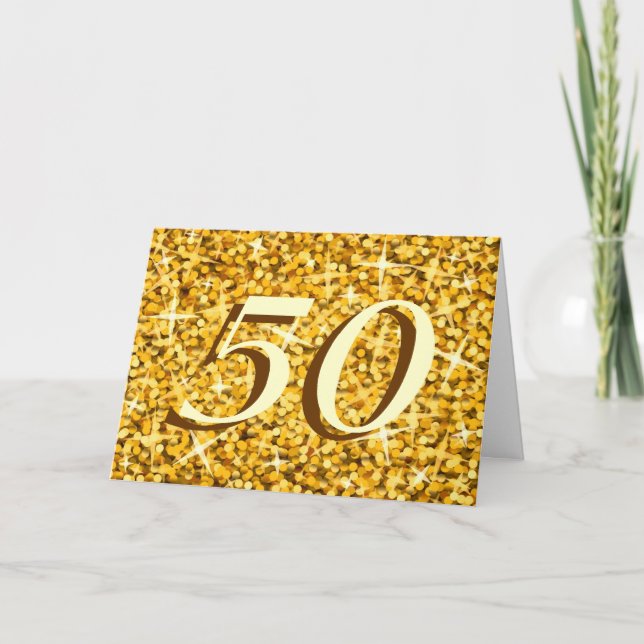 Carte anniversaire Glitz "Gold" '50' (Devant)
