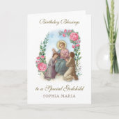 Carte Anniversaire Godchild catholique Jésus avec enfant