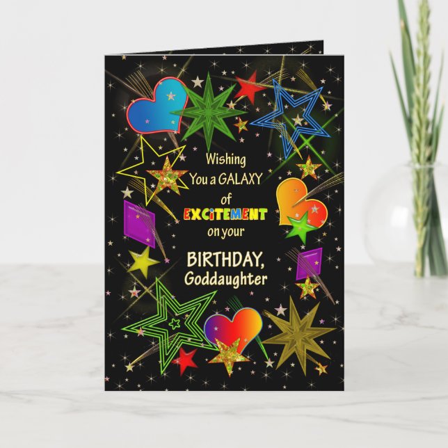 Carte Anniversaire, Godgirl, Galaxie Abstraite, Colorée (Devant)