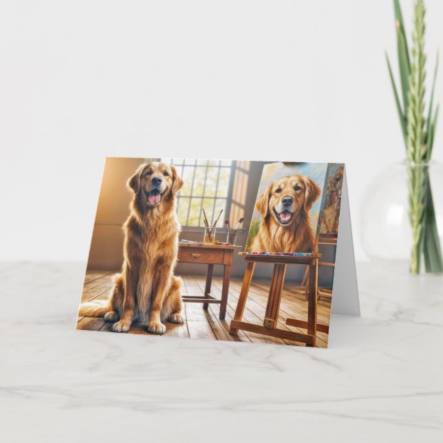 Carte Anniversaire Golden Récupération Canvas (Devant)