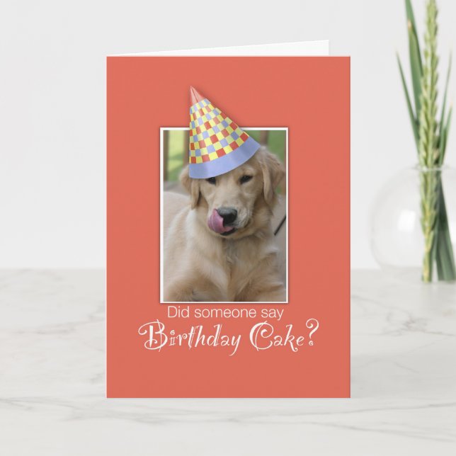 Carte Anniversaire Golden Retriever Chien dans Casquette (Devant)