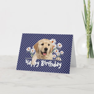 Carte Anniversaire Golden Retriever en Pois