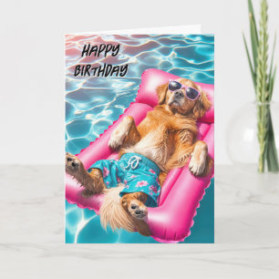 Carte Anniversaire Golden Retriever Flottant Dans La Pis