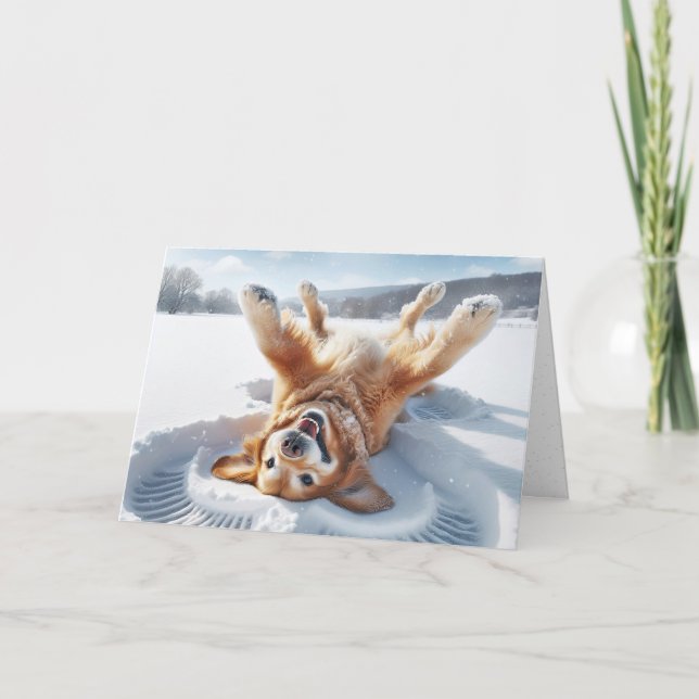 Carte Anniversaire Golden Retriever Snow Angel (Devant)