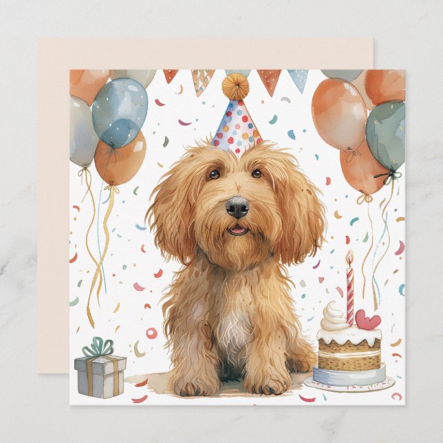 Carte Anniversaire Goldendoodle Chien (Devant / Derrière)