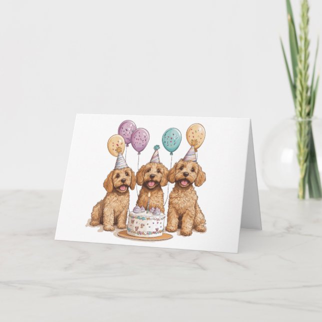 Carte Anniversaire Goldendoodle Chiens Anniversaire Gâte (Devant)