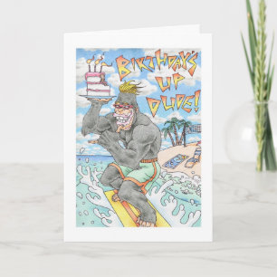 Carte Anniversaire Gorilla Surfer