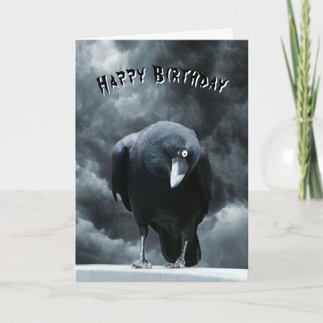 Carte Anniversaire gothique du Corbeau noir (Devant)