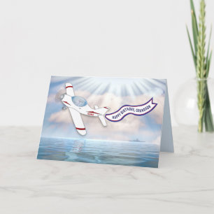 Carte Anniversaire Grand-Fils Pilote Avion Volant Au-Des