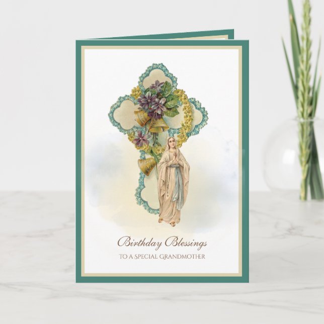 Carte Anniversaire Grand-mère Religieuse Vierge Marie (Devant)