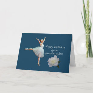 Carte Anniversaire, Grande-fille, Ballerina sur Bleu