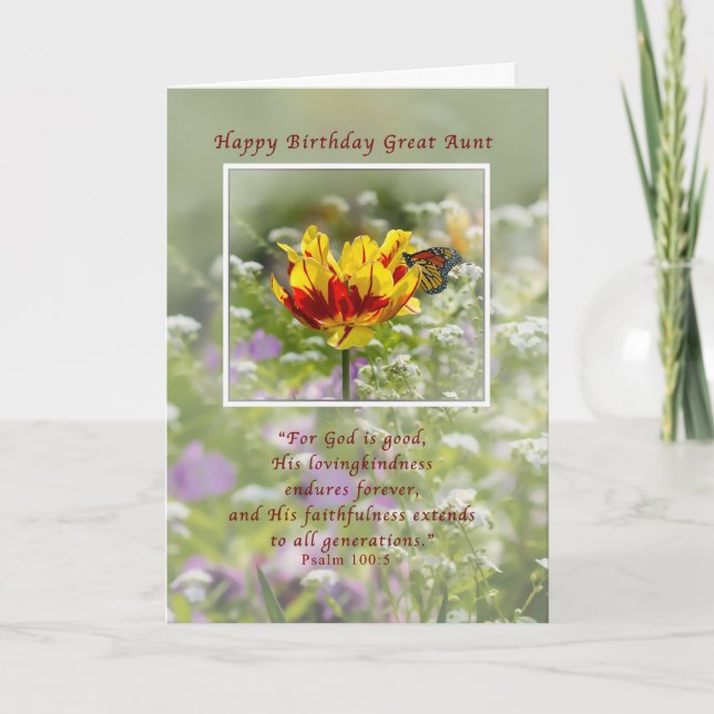 Carte Anniversaire, Grande Tante, Religieuse, Papillon (Devant)