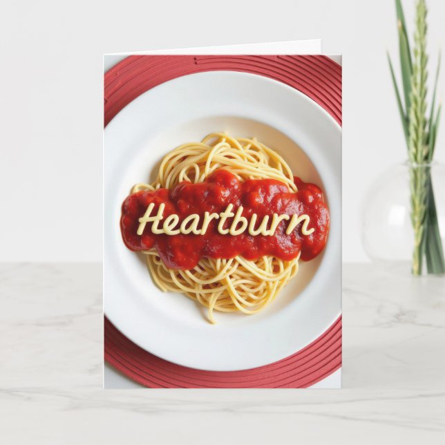 Carte Anniversaire Heartburn Spaghetti Dîner (Devant)
