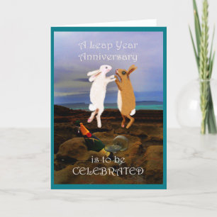 Carte Anniversaire heureux d'année bissextile, sauter de