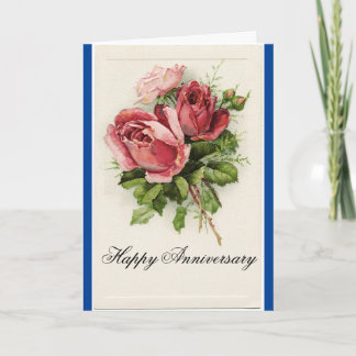 Carte Anniversaire heureux de roses vintages