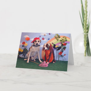 Carte Anniversaire heureux, photo de 2 chiens et
