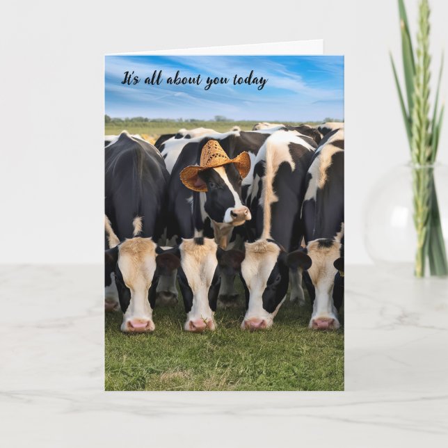 Carte Anniversaire Holstein Vaches pâturage (Devant)