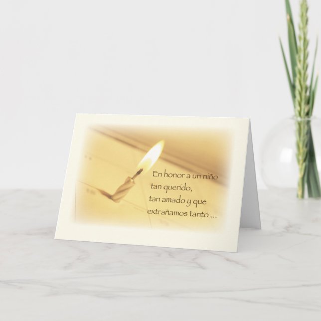 Carte Anniversaire honorant espagnol de perte d'enfant, (Devant)