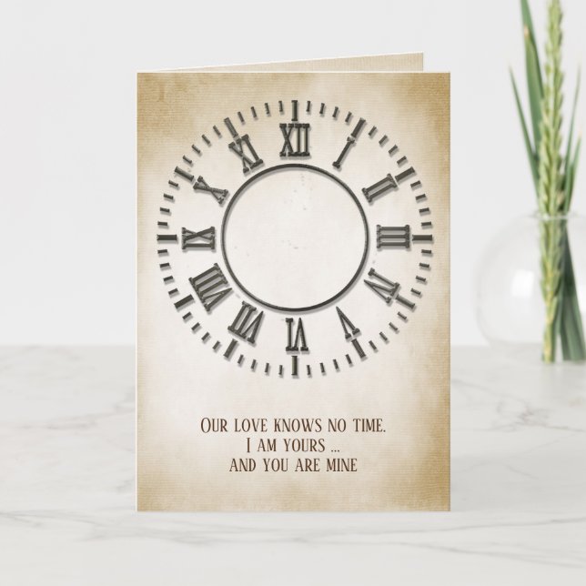 Carte Anniversaire Horloge intemporelle sur Sepia (Devant)