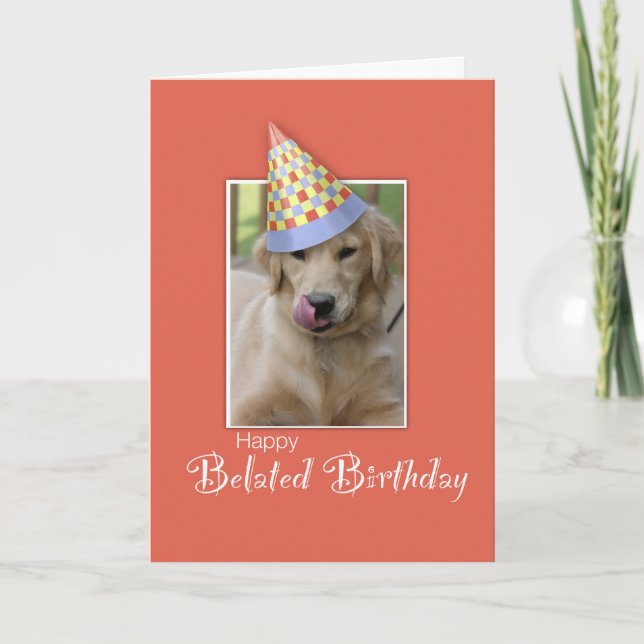 Carte Anniversaire Humour chien, orange, drôle Casquette (Devant)