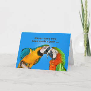 Carte Anniversaire, Humour, Perroquets en amour