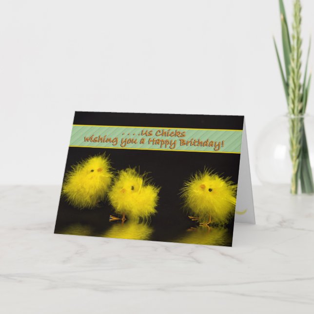 Carte Anniversaire, humour, Poussins aux Poussins, Jaune (Devant)