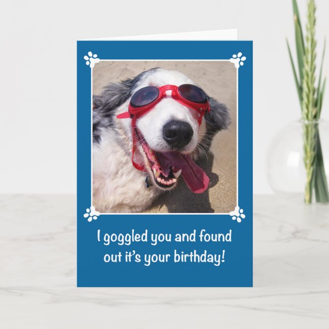 Carte Anniversaire - I Goggled vous - chien de berger (Devant)