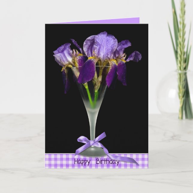 Carte Anniversaire Iris Bouquet dans la tige (Devant)