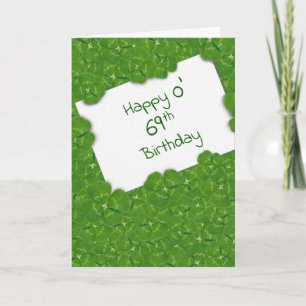 Carte Anniversaire irlandais 69 ans et trèfles