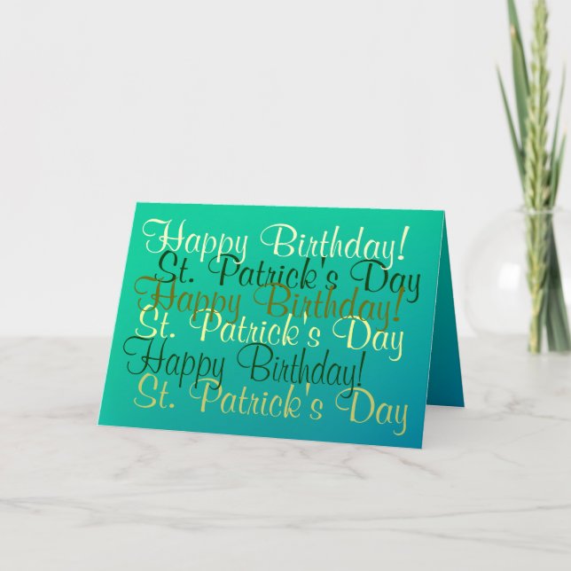 Carte Anniversaire irlandais Saint Patrick's Day Blessin (Devant)
