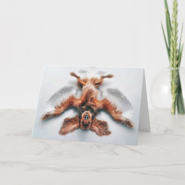 Carte Anniversaire Irlandais Setter Angel de neige (Devant)