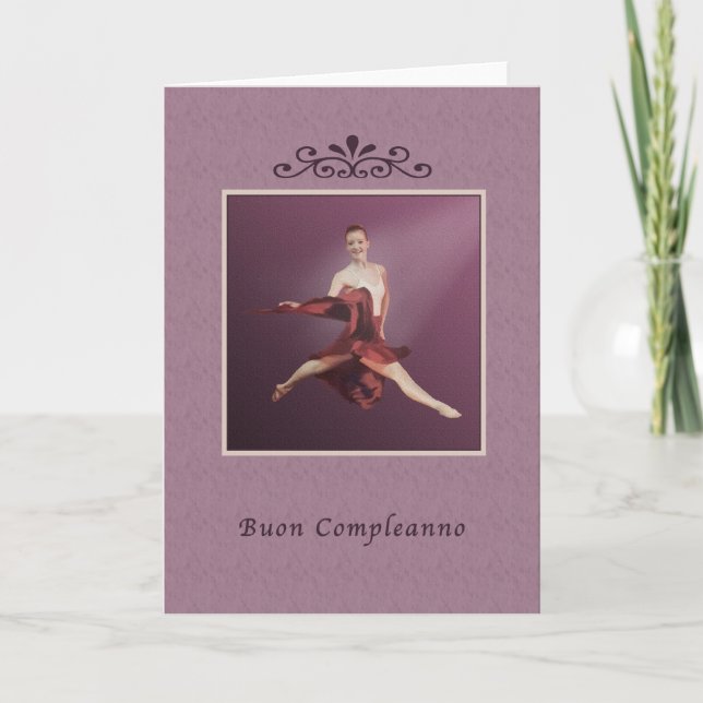 Carte Anniversaire, Italien, Buon Compleanno, ballerine (Devant)