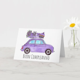 Carte Anniversaire italien Retro Fiat 500
