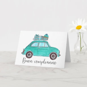 Carte Anniversaire italien Retro Fiat 500