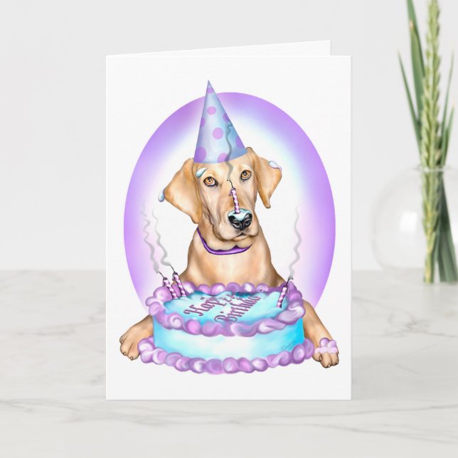 Carte Anniversaire jaune de visage de gâteau de (Devant)